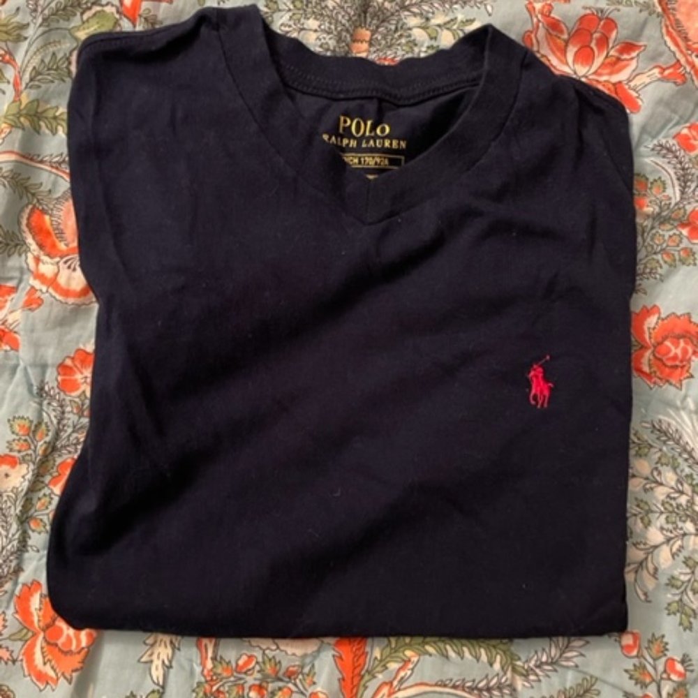 NWOT Polo Ralph Lauren Boys' Cotton Embroidered Pony V Neck Tee - Big Kid Sz S